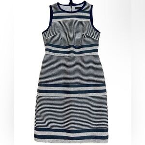 J. Crew Navy and White Textured Dress
